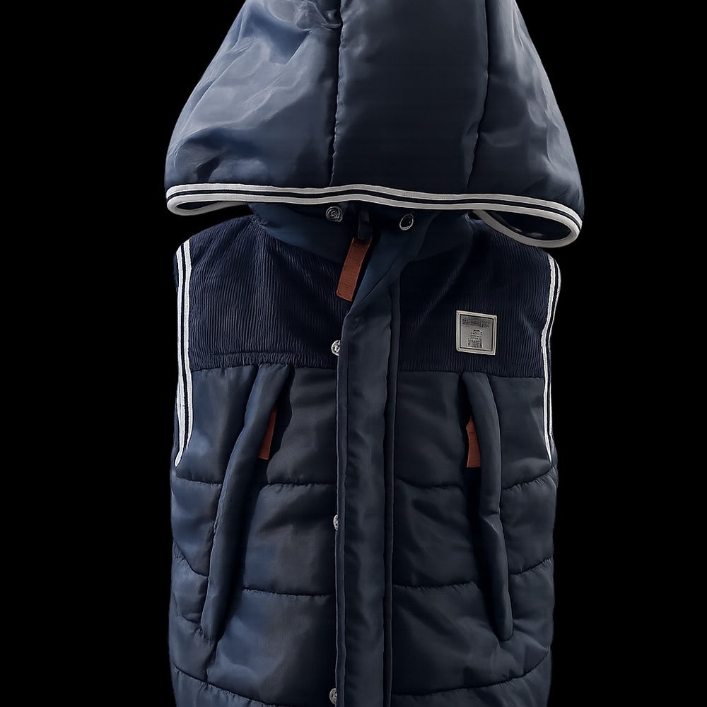 Toddler Boys Navy Hooded Puffer Vest Size 4T Warm Winter Vest